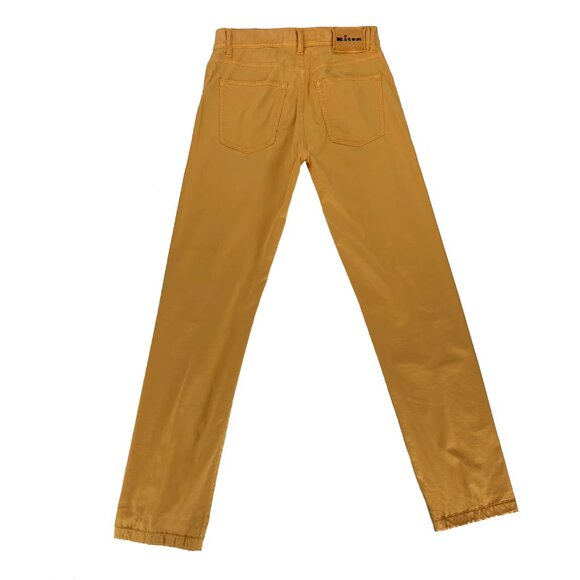 Kiton Napoli Italy Cotton Stretch Trousers Pants yellow gold Mens 29 x 30 - Picture 2 of 7